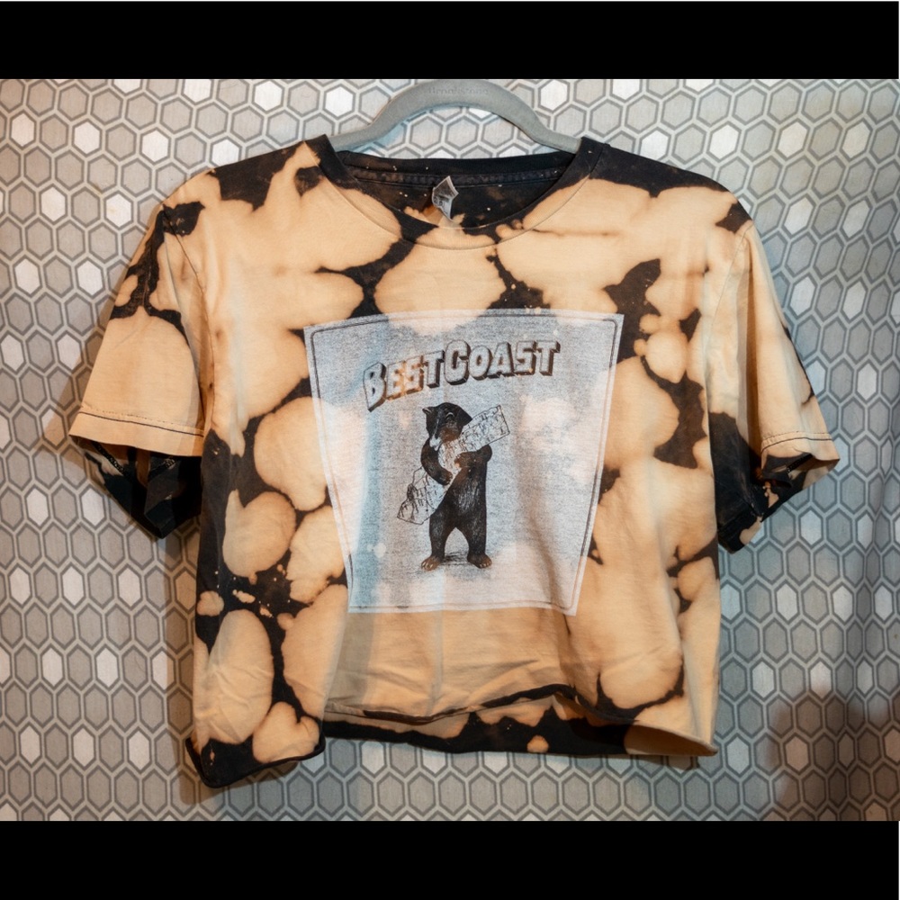 Bleach Dyed California Best Coast Cropped Vintage Tee